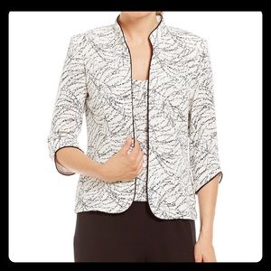 Alex Evenings - Mandarin Collar 3/4 S.Piping Glitter Embellished Printed Twinset